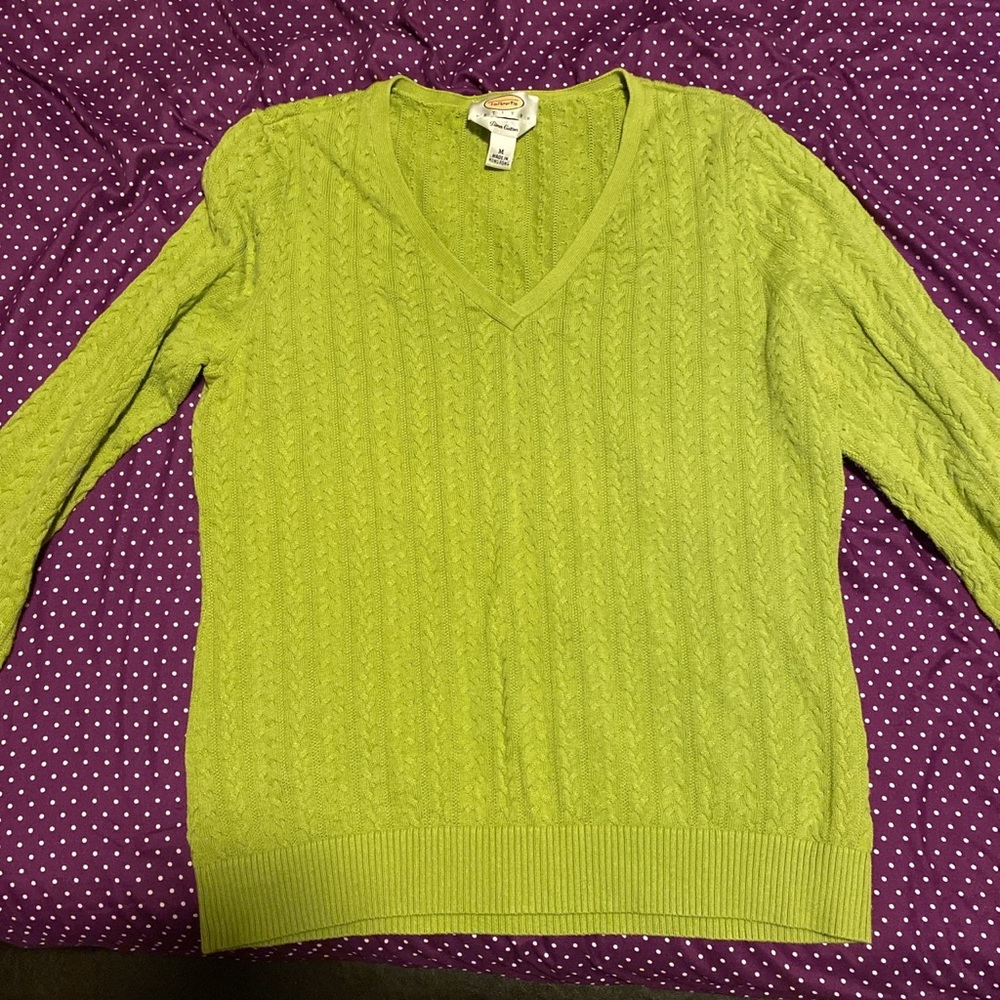light green sweater